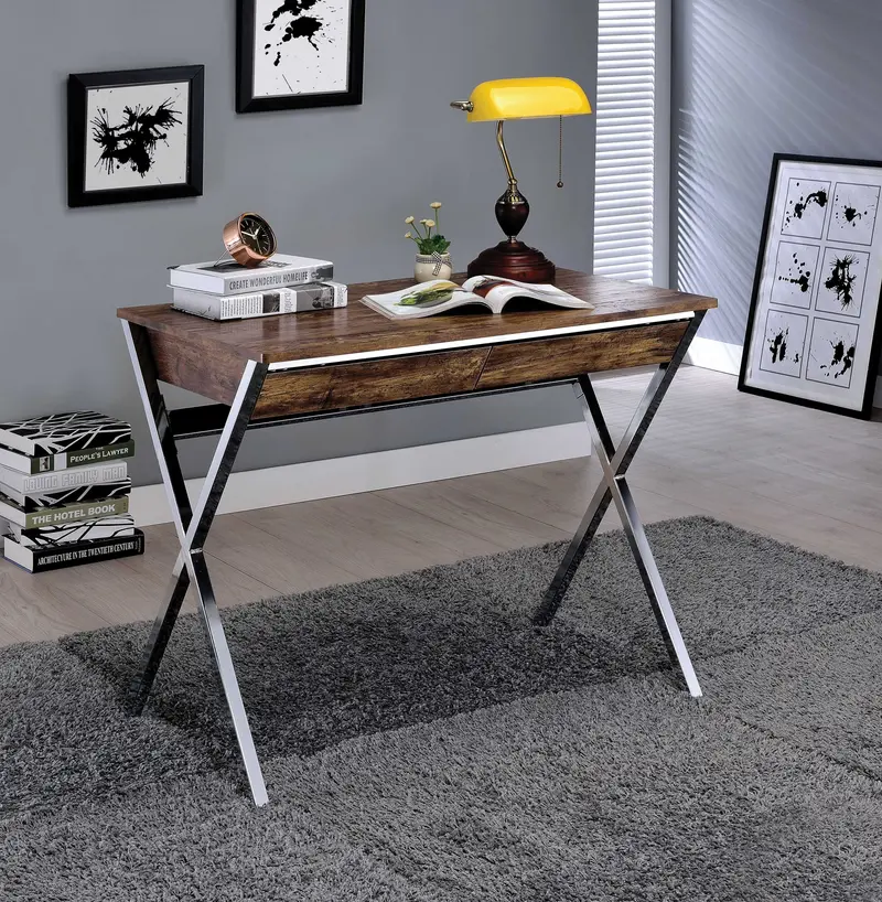 Weathered Oak Wood Desk By Homeroots