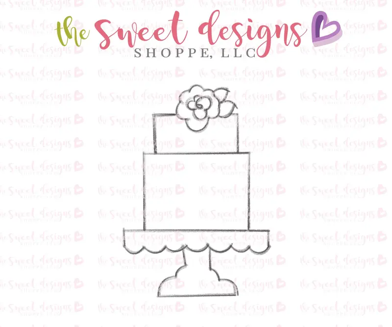 Wedding Cake with Flower v2- Cookie Cutter