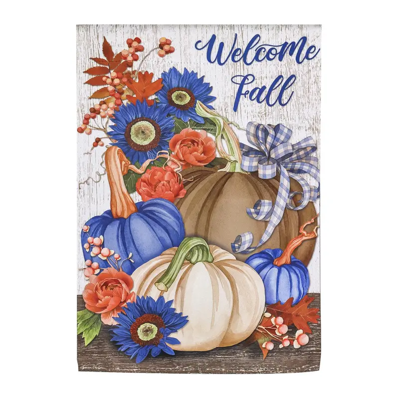 Welcome Fall Neutral House Suede Flag