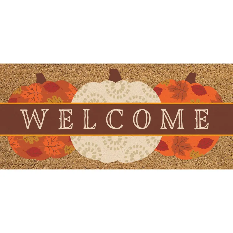 Welcome Fall Pumpkins Flocked Coir Sassafras Switch Mat,2rmc1381s