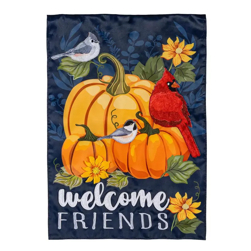 Welcome Friends of Fall Applique Garden Flag_x000D_
