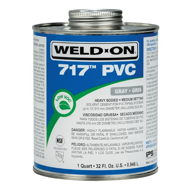 Weld-On 717 Gray Solvent Cement For PVC 32 oz - Open Box