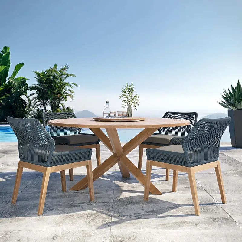 Wellspring 5-Piece Outdoor Patio Teak Wood Dining Set By Modway - EEI-6118
