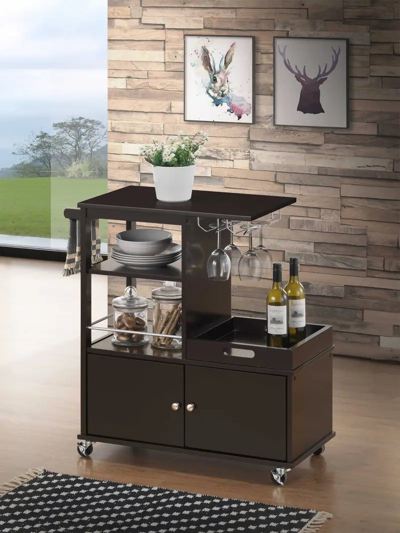 Wenge Wood Casters Kitchen Cart By Homeroots
