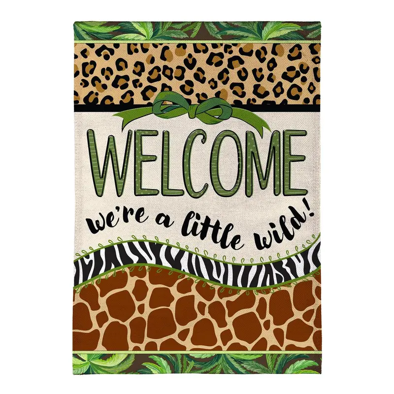 We're a Little Wild Burlap Flag House