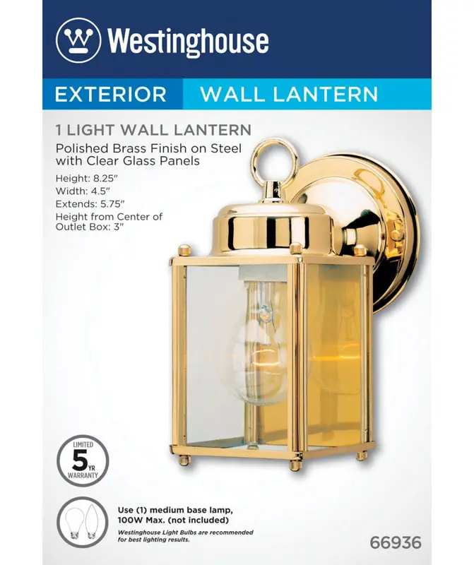 Westinghouse Polished Brass Clear Switch Incandescent Wall Lantern - Deal of The Week