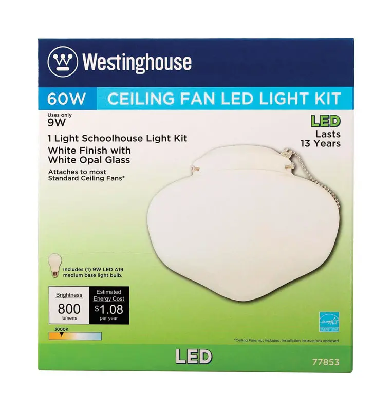 Westinghouse Semi-Gloss White Schoolhouse Ceiling Fan Light Kit - Deal of The Week