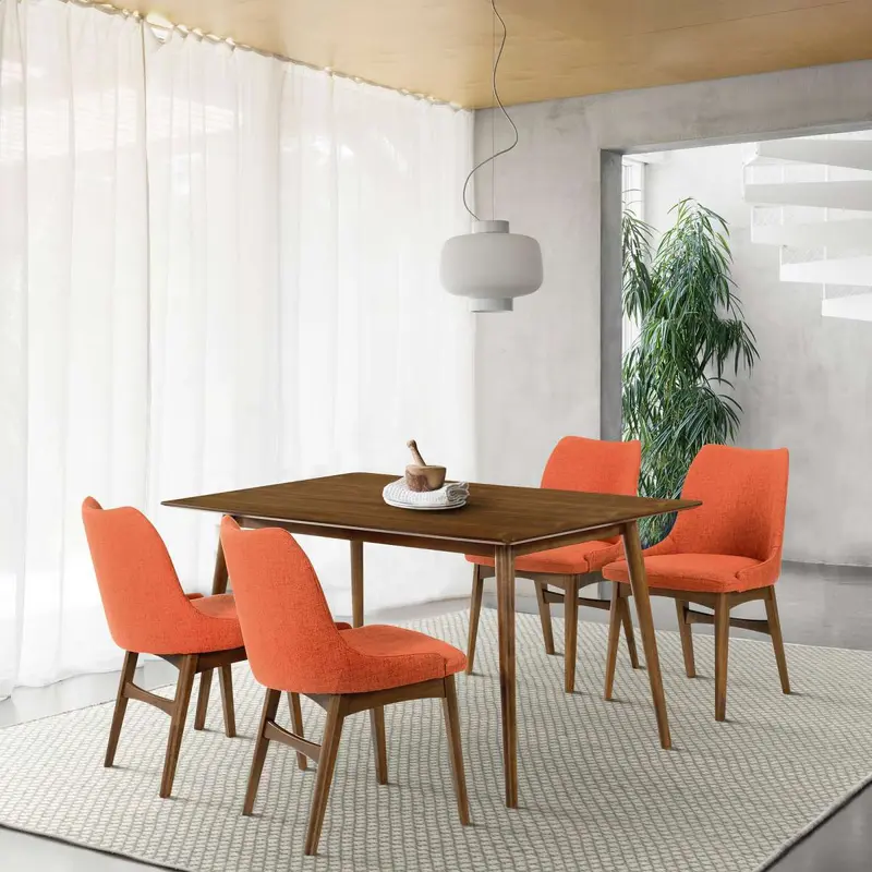 Westmont and Azalea Orange and Walnut 5 Piece Dining Set By Armen Living