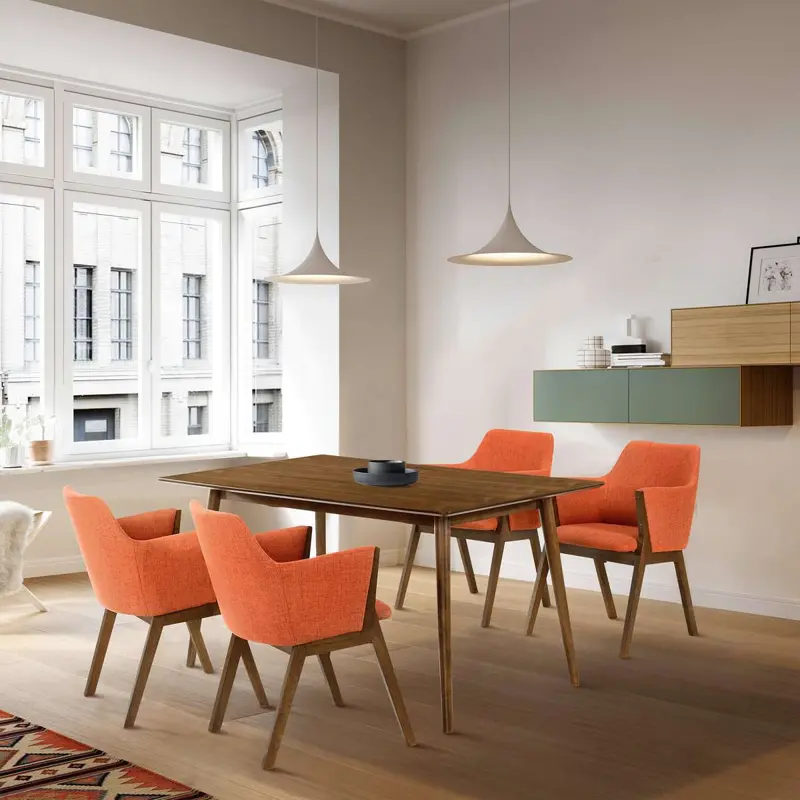 Westmont and Renzo Orange and Walnut 5 Piece Dining Set By Armen Living