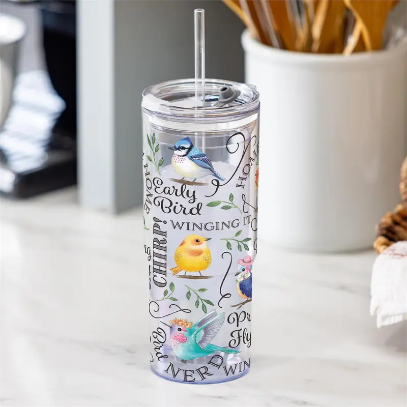 What She Shed Bird Nerd Insulated Tumbler Shatterproof, 20oz, Gift Box
