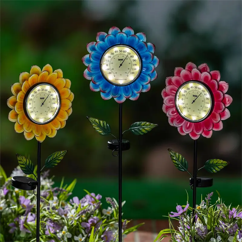 What She Shed Garden Stake, Solar Flower Thermometer, 36", CDU