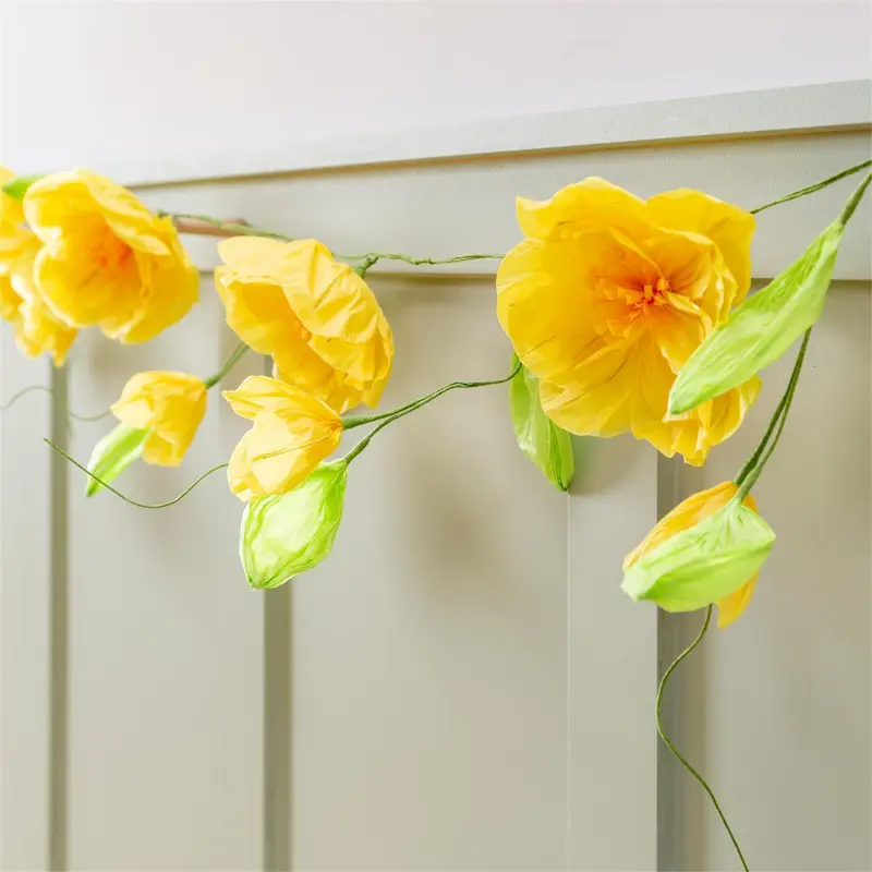 What She Shed Hanging Decor Paper Garland Yellow Flower, 65"L
