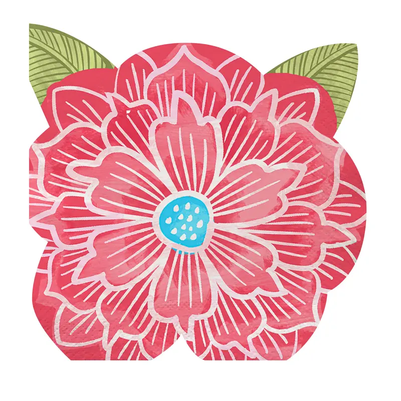 What She Shed Napkin Paper Floral Shaped Cocktail Napkin, 20 Count