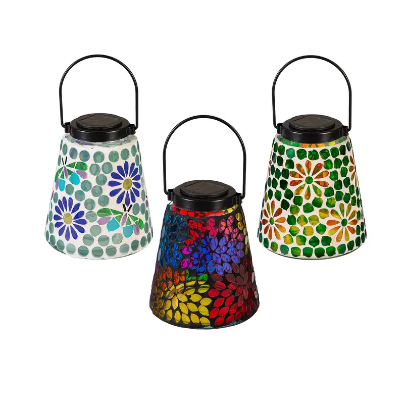 What She Shed Outdoor Lamp & Lighting, Flower Mosaic Solar Lantern