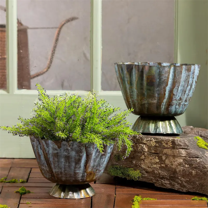 What She Shed Planter, Metal Bowl Shaped Planter, Nested Set of 2