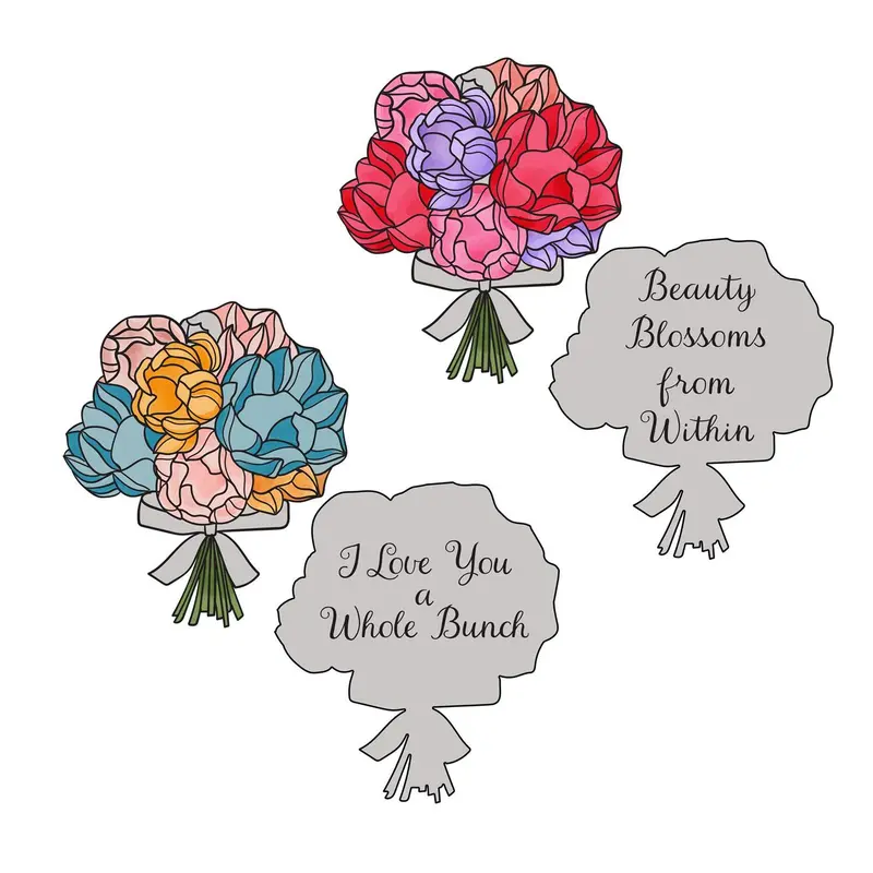 What She Shed Wish Token, Flower Bouquet, Asst of 2, Basket Display