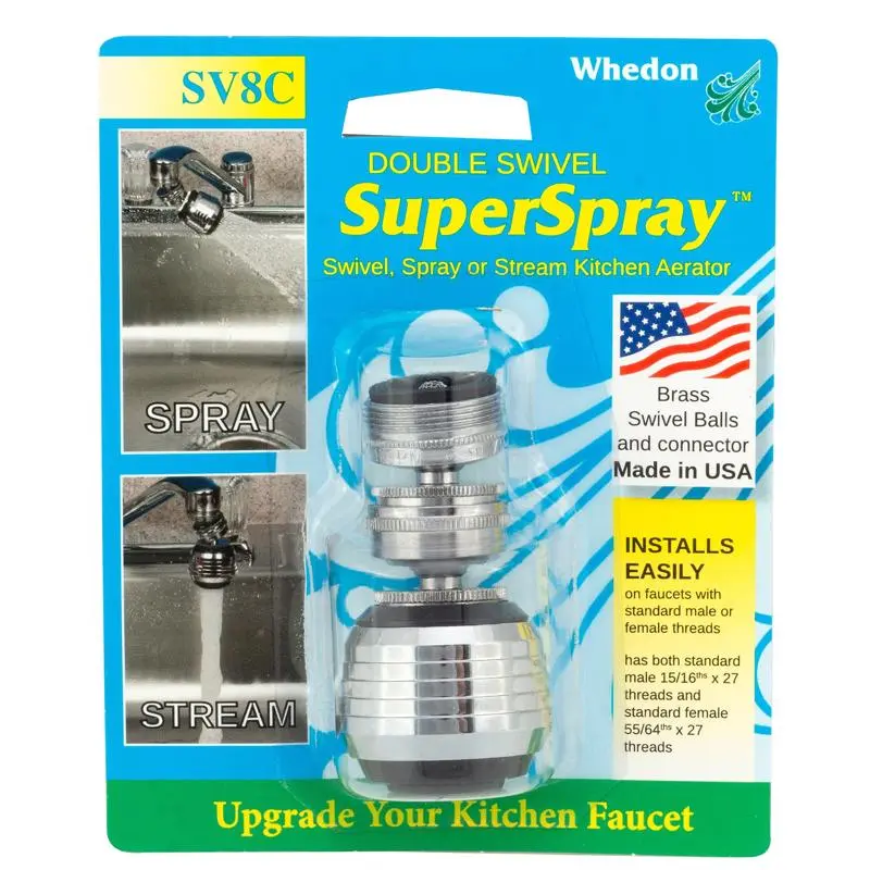 Whedon SuperSpray Dual Thread 15/16 in.- 27M x 55/64 in.-27F Chrome Plated Swivel Sprayrator - Deal of The Week