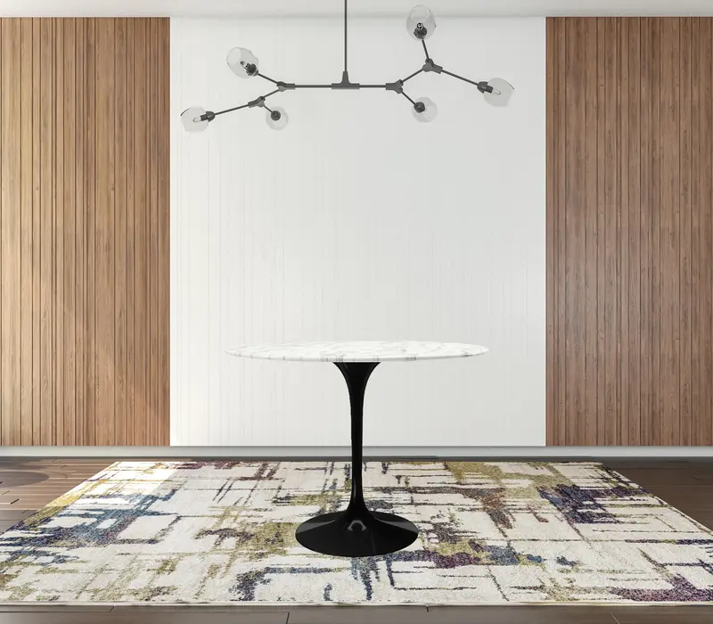 White And Black Marble And Metal Dining Table By Homeroots