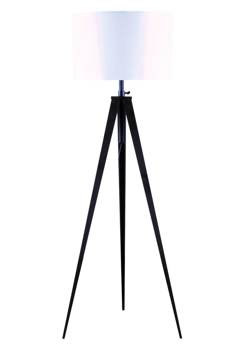White and Black Metal Tripod Floor Lamp By Homeroots