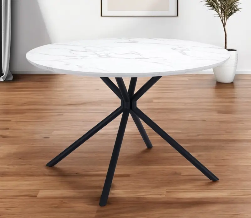 White And Black Rounded Steel Dining Table By Homeroots