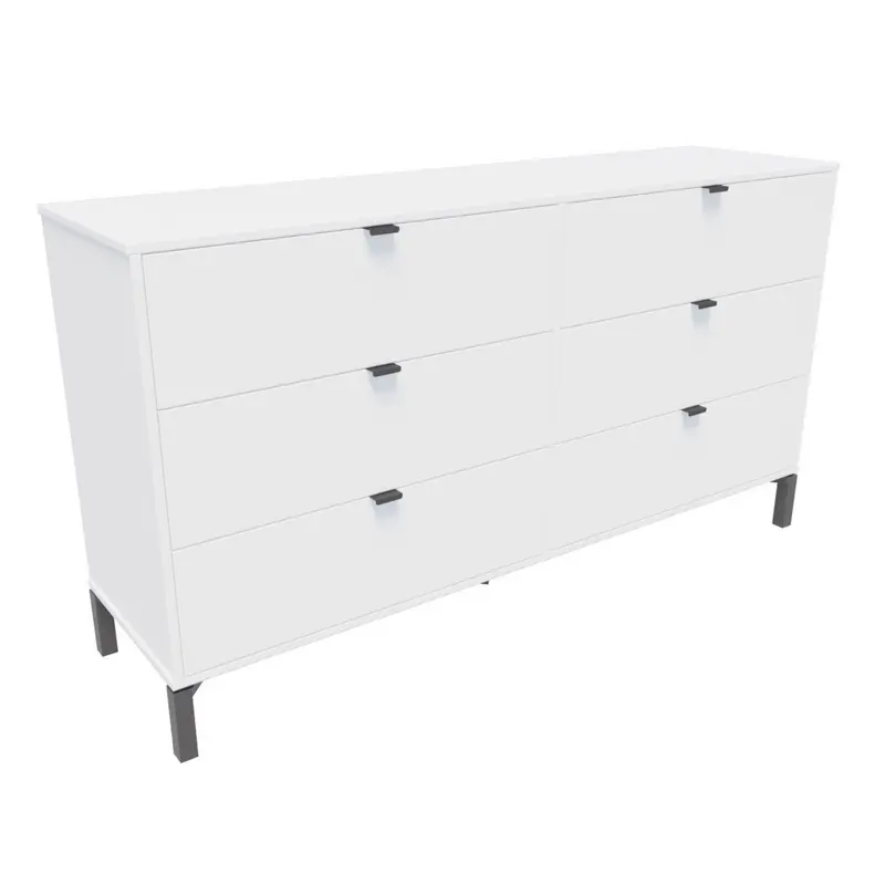 White and Black Six Drawer Double Dresser By Homeroots