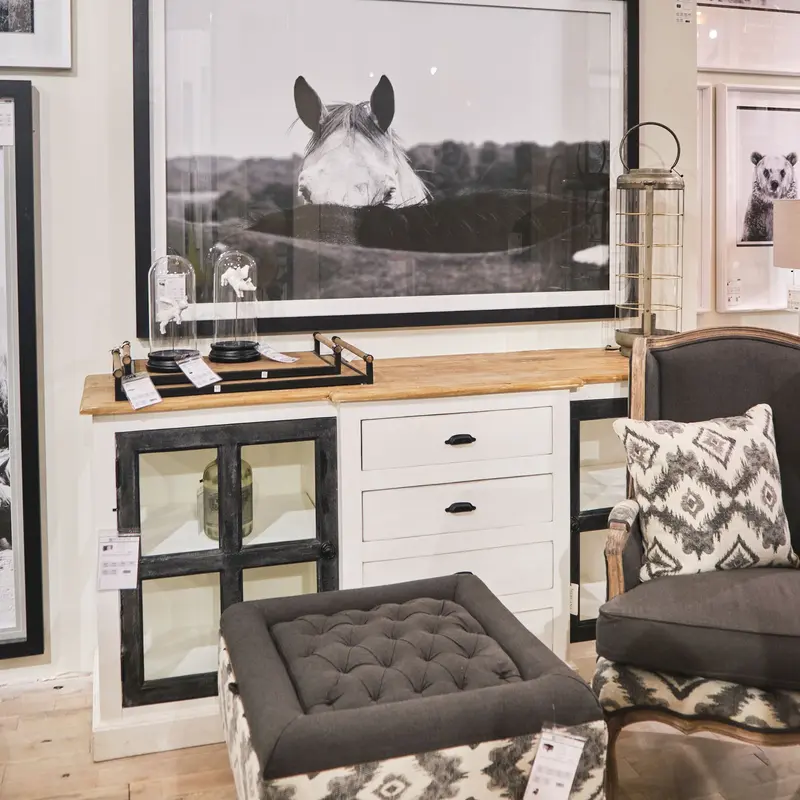 White And Black Solid Mango Wood Frame Sideboard With 4 Drawers And 4 Shelves By Homeroots