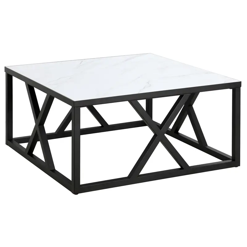 White And Black Steel Square Coffee Table By Homeroots