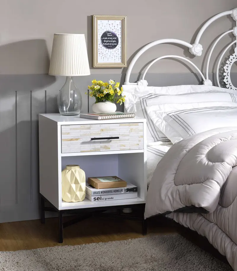 White And Black Wooden Nightstand By Homeroots - 319110
