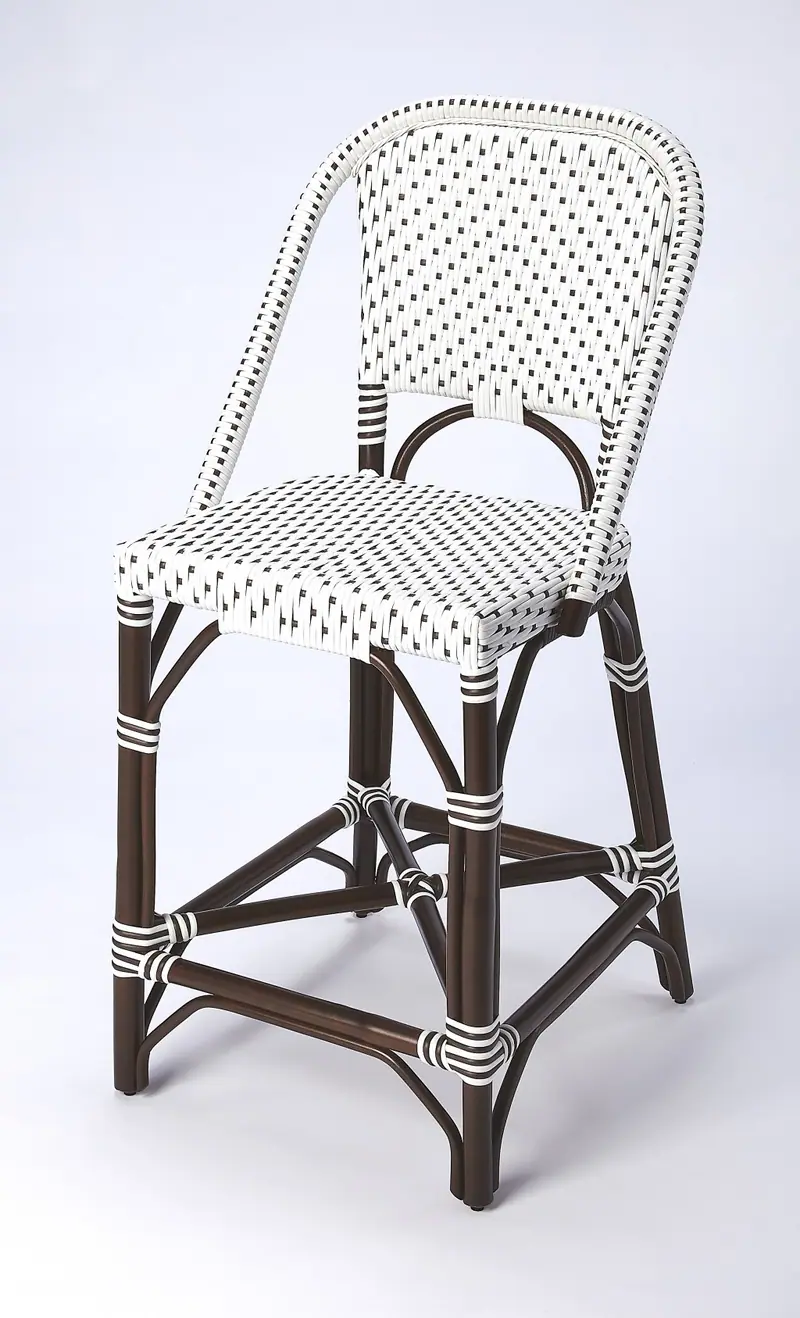 White And Chocolate Rattan Counter Stool By Homeroots