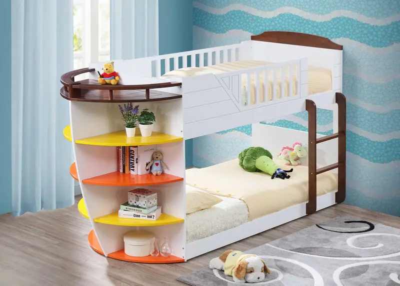 White And Chocolate Twin Over Twin Bunk Bed With Storage Shelf By Homeroots
