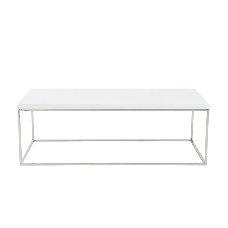 White and Chrome High Gloss Coffee Table By Homeroots