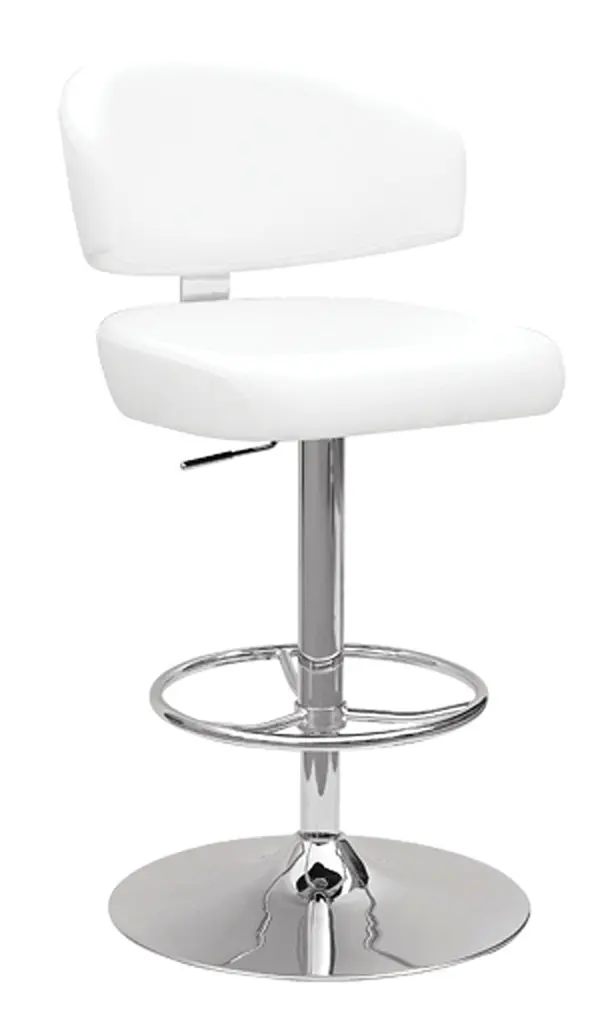 White And Chrome Swivel Adjustable Stool By Homeroots