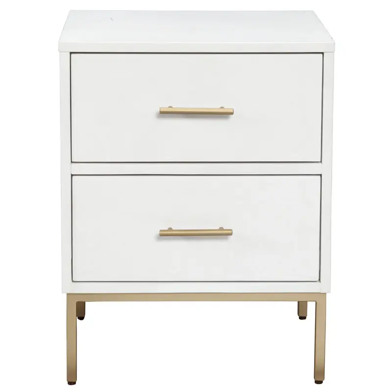 White And Gold Lines 2 Drawer Nightstand By Homeroots