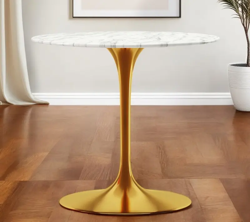White And Gold Marble And Metal Dining Table By Homeroots