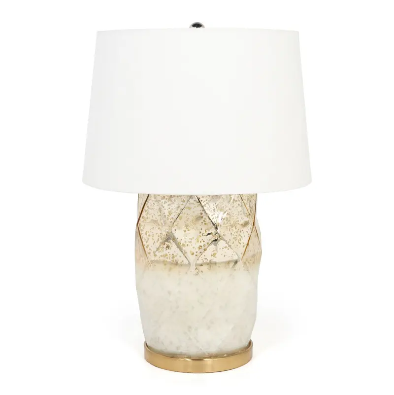 White and Gold Mercury Glass Table Lamp With White Cone Shade By Homeroots