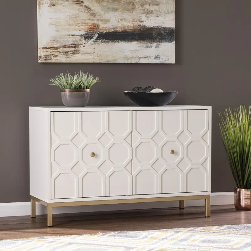 White And Gold Moroccan Dynasty Two Door Accent Cabinet By Homeroots
