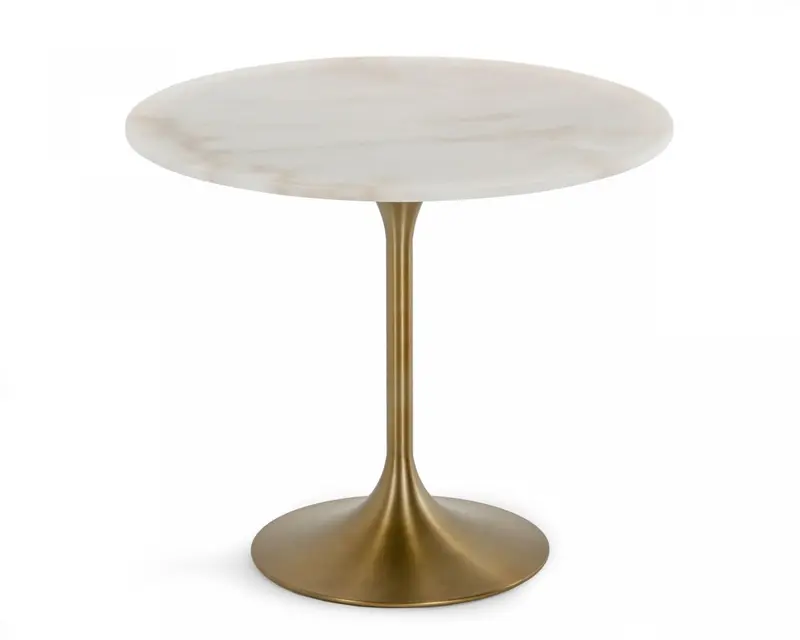 White And Gold Rounded Marble And Metal Dining Table By Homeroots