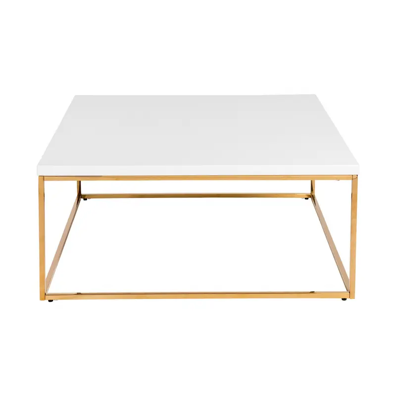White and Gold Square Coffee Table By Homeroots