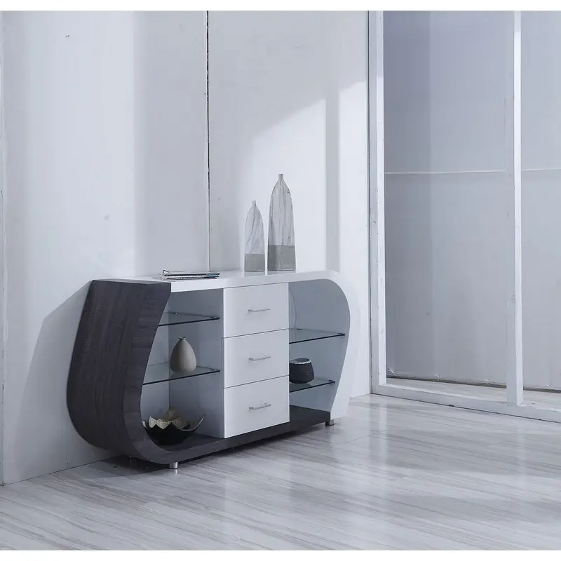 White And Grey Multi Tone Buffet With 3 Drawers By Homeroots