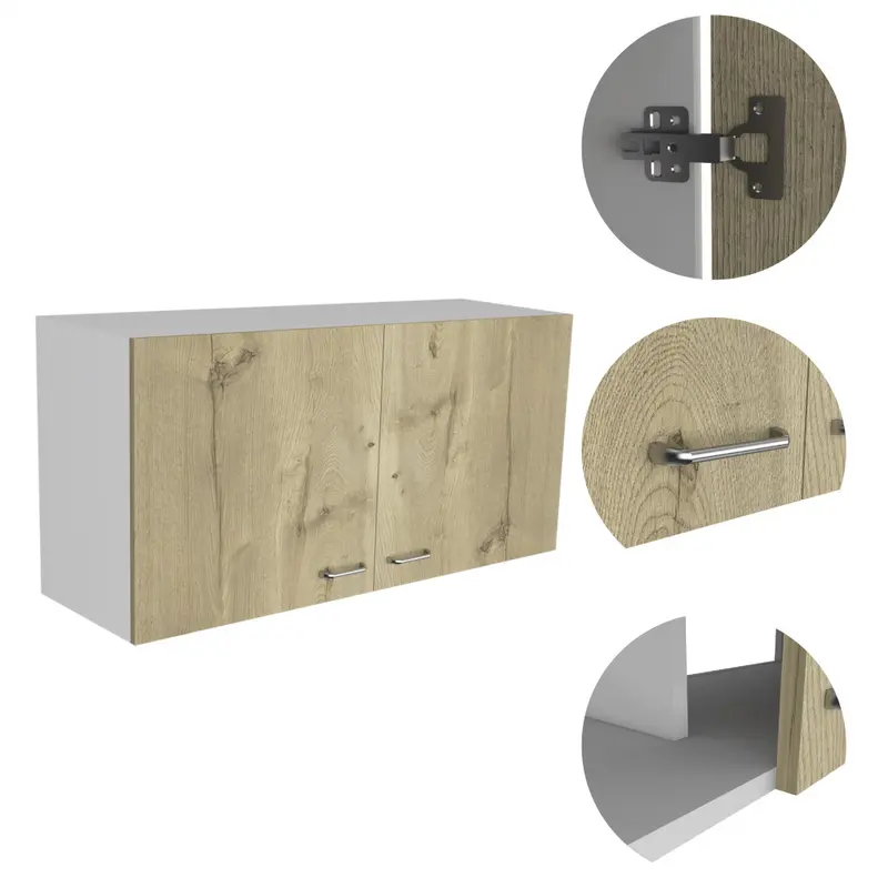 White And Light Oak Standard Accent Cabinet With One Shelf By Homeroots