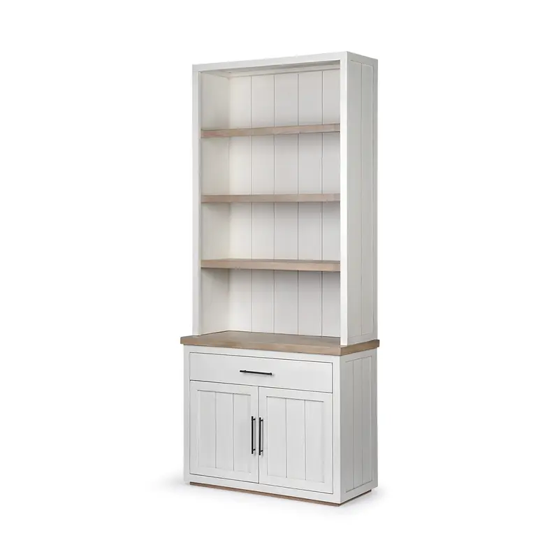 White and Medium Brown Wood Shelving Unit with 3 Shelves By Homeroots