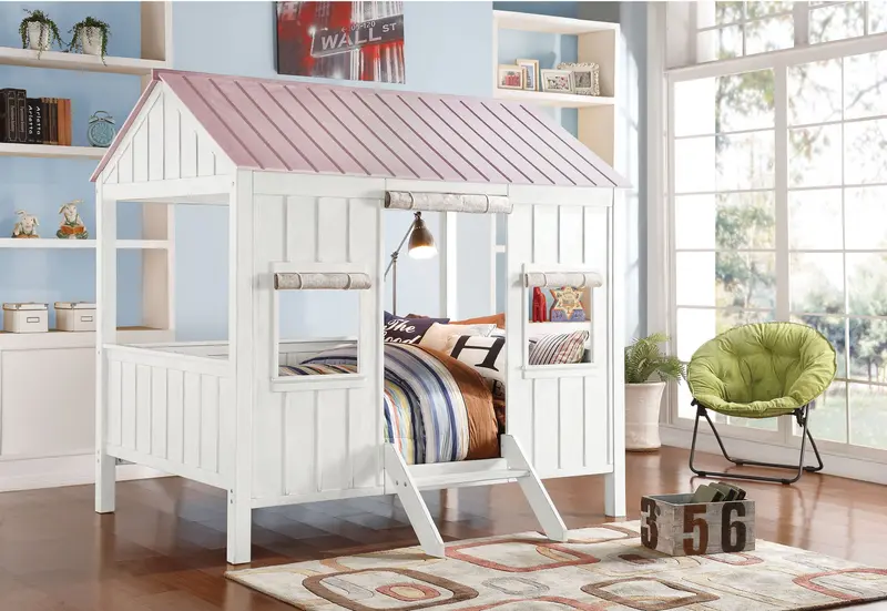 White And Pink Cottage Full Bed By Homeroots