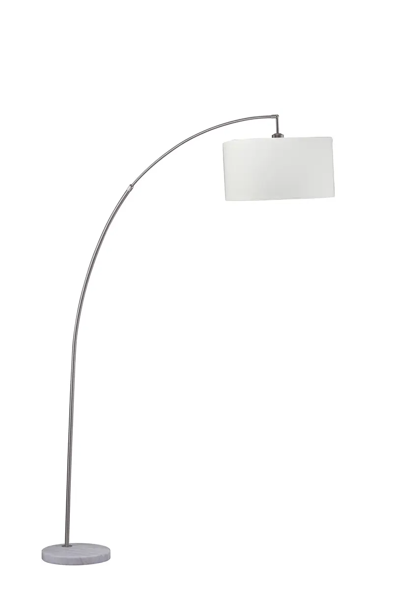 White And Silver Arc Floor Lamp With White Drum Shade By Homeroots