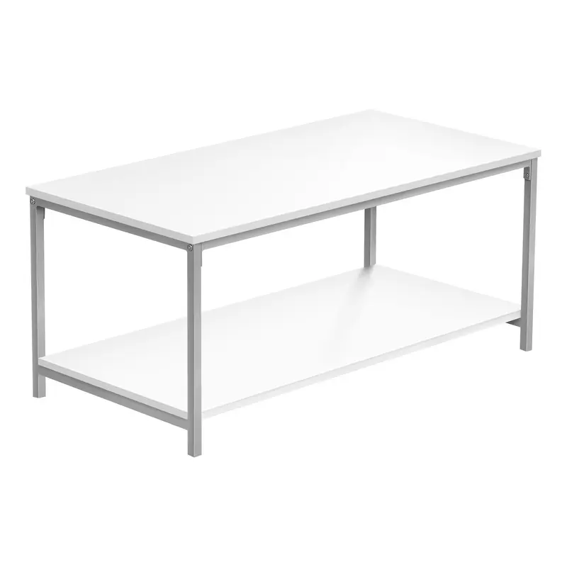 White And Silver Metal Coffee Table By Homeroots