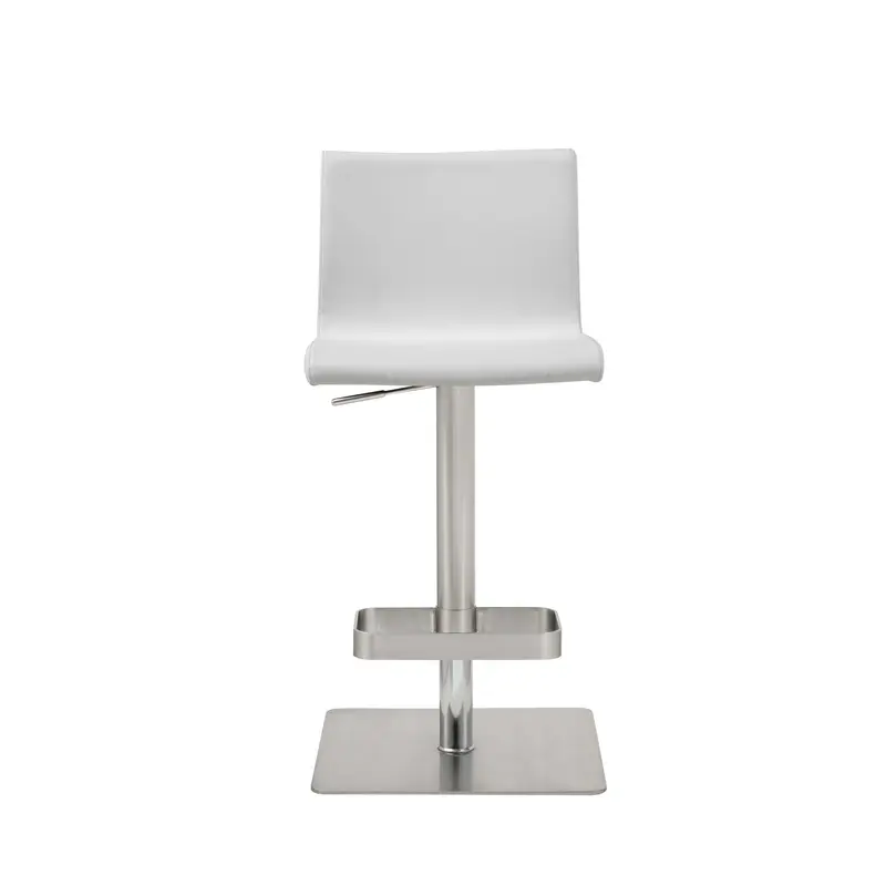 White And Silver Stainless Steel Counter Height Bar Chair By Homeroots