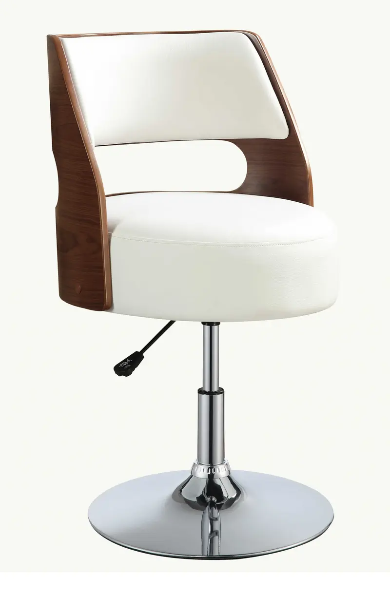 White And Walnut Swivel Adjustable Stool By Homeroots