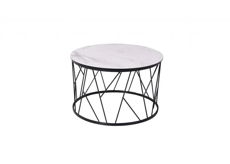 White Black Ceramic Iron Side Table By Homeroots