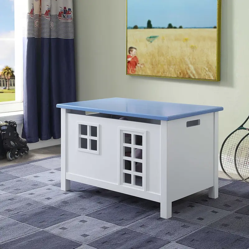 White Blue Wood Youth Chest By Homeroots
