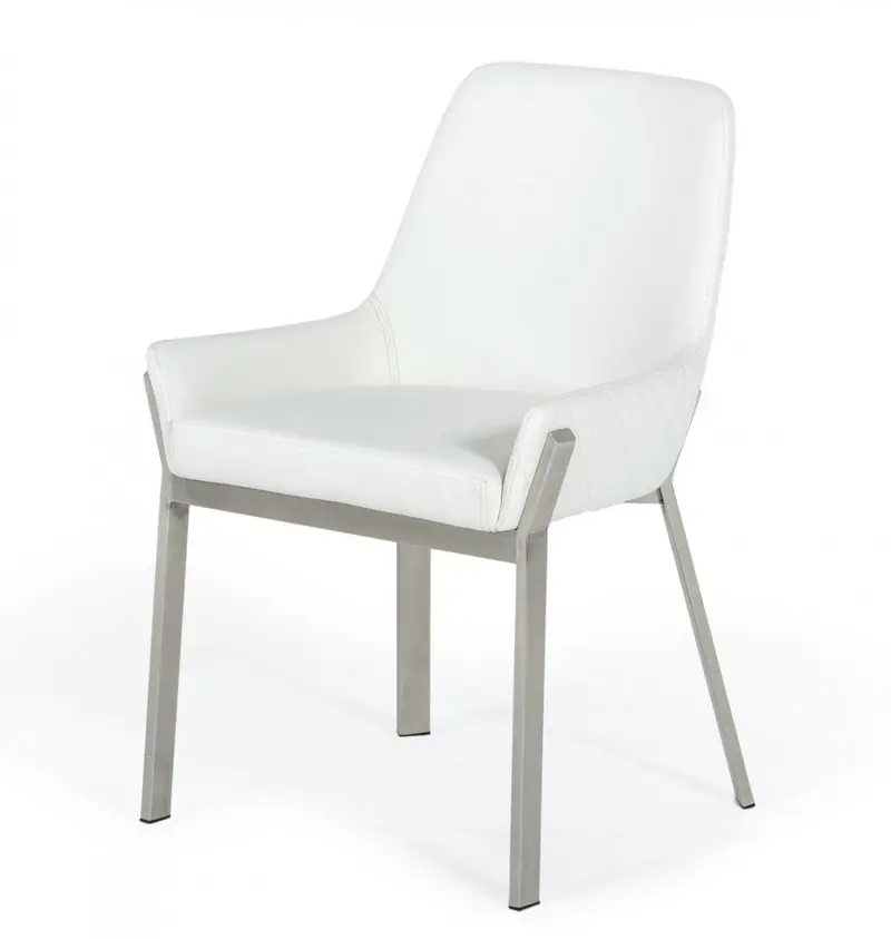 White Brushed Stainless Steel Dining Chair By Homeroots