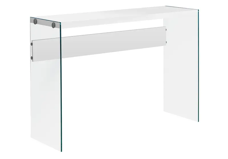 White Clear Particle Board Tempered Glass Accent Table By Homeroots